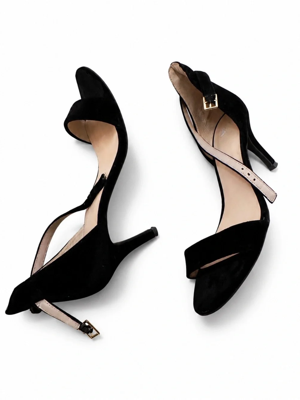 BP Black Suede Ankle-Strap Kitten Heels - Women